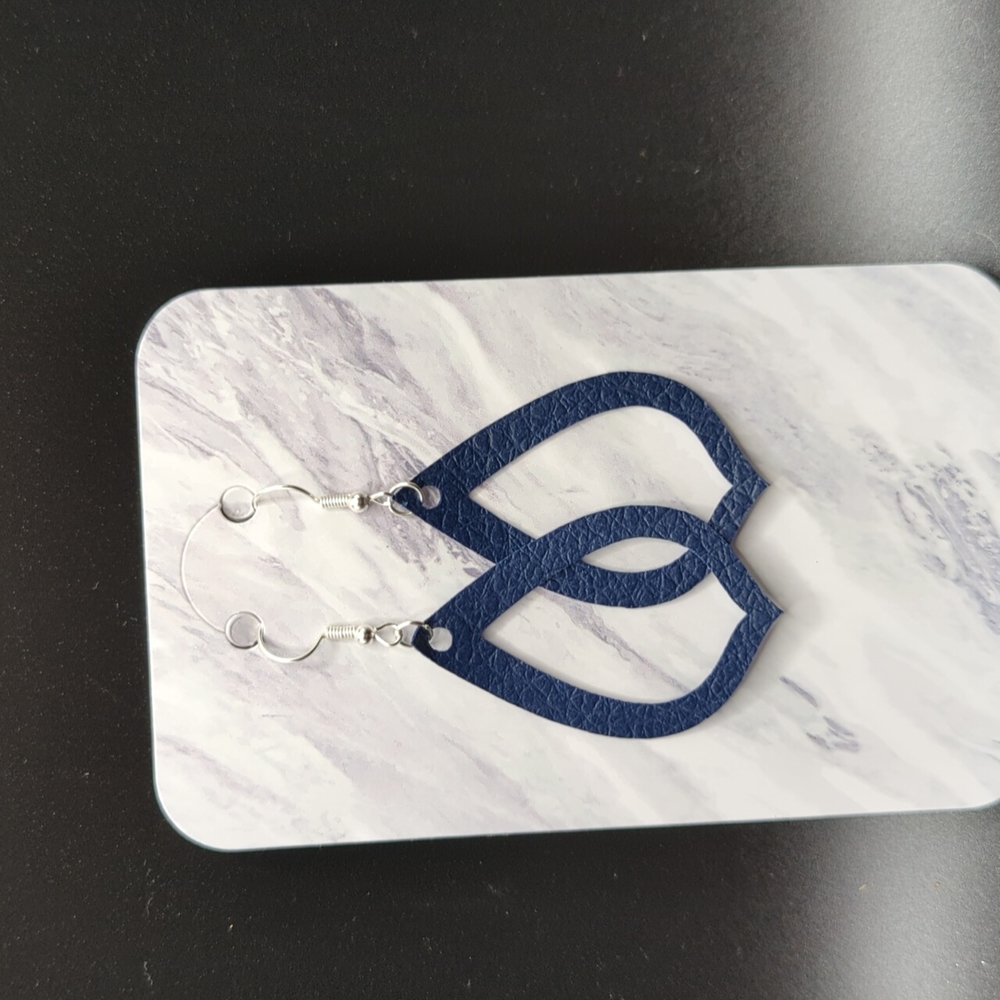 Blue faux leather earrings